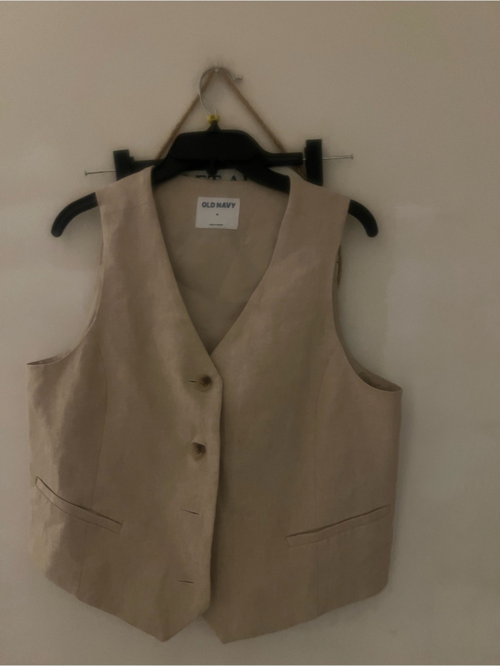 Old Navy Neutral Beige Linen-Blend Vest